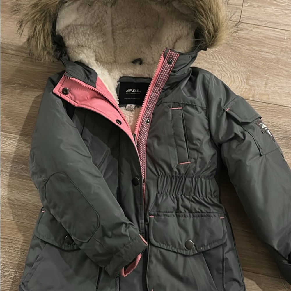 London Fog Kids Puffer Jacket - Gray and Pink